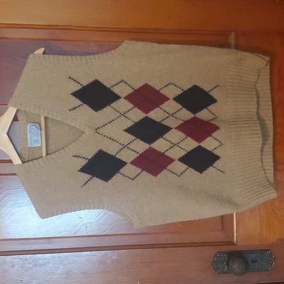 Vintage Mens Scottish 100% wool argyle vest FINDOCHTY Made In Hong Kong Size XL - Picture 1 of 5